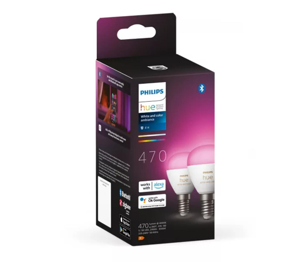 Philips Hue Hue White and color ambiance Żarówka kulka E14 470lm (2szt.) - 1271554 - zdjęcie 3